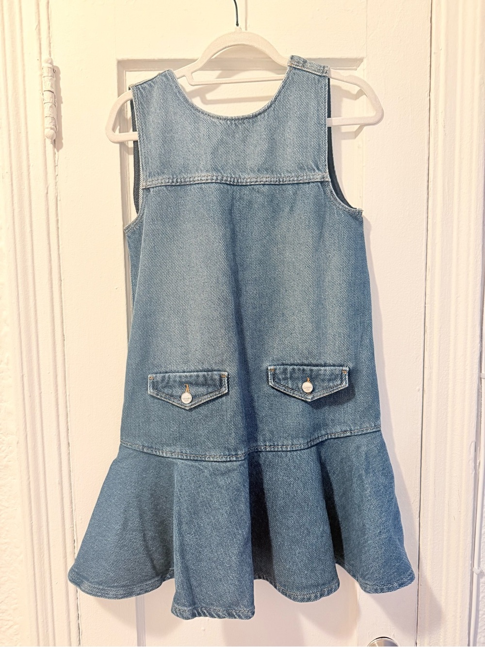 Ganni NWOT Light Blue Denim Mini Flounce Dress